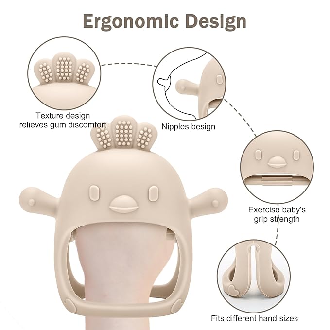 Baby Silicone Fruit Food Feeder Pacifier & Breastmilk Popsicle Freezer Molds,BPA Free Food Storage Containers Frozen Ice Tray for Babies Feeding Safely, Infant Fruit Teething Toy (Beige)