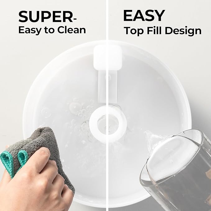 Homvana Small Humidifiers for Bedroom - 2 Packs 1.8L Cool Mist Top Fill Humidifier for Baby Nursery, Essential Oil Diffuser, 3 in 1 for Home Plants Offices and Grow Tents, 7 Color Lights, Ultrasonic