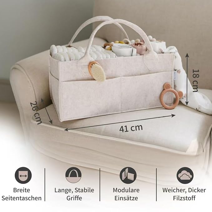 PUTSKA Baby Diaper Caddy Organizer - Nursery Storage Basket for Diaper Station, Baby Basket Shower Gift List and Registry Must-Have, Newborn Essentials, Nursery Decor for Boy or Girl-Mocha,Extra Large