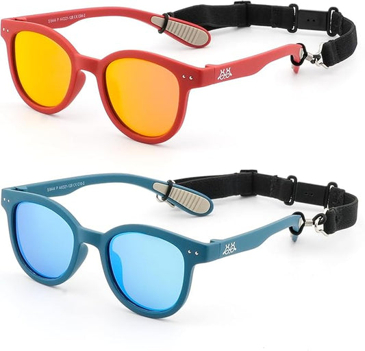 EYEBUDDY Kids Sunglasses for Boys Girls Age 2-8 Polarized UV Protection Toddler Children Sun Glasses Pack of 2