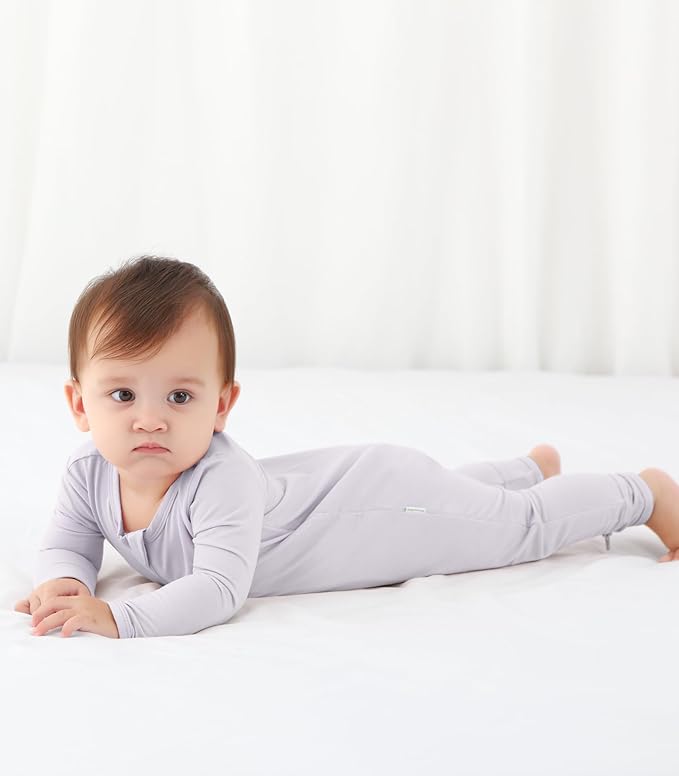 Baby Boys Girls Romper-Viscose Made from Bamboo, Long Sleeve Jumpsuits Soft Footless Rompers, Unisex
