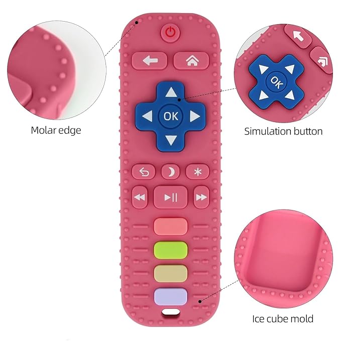 Fu Store Silicone Teething Toys for 0-24 Months Infant Toddlers, Remote Control Shape Teethers for Babies Chew Toys, Relief Soothe Babies Gums Set Dishwasher and Refrigerator Safe Purple