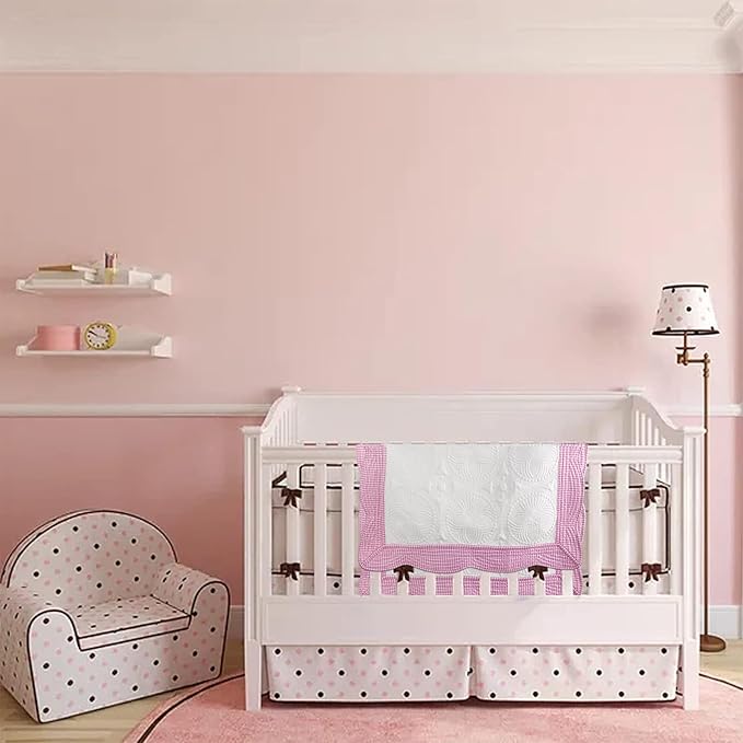 MONOBLANKS Baby Quilt Personlized Monogram Lightweight Embossed Scalloped Throw Blanket Four Seasons (Pink Gingham)