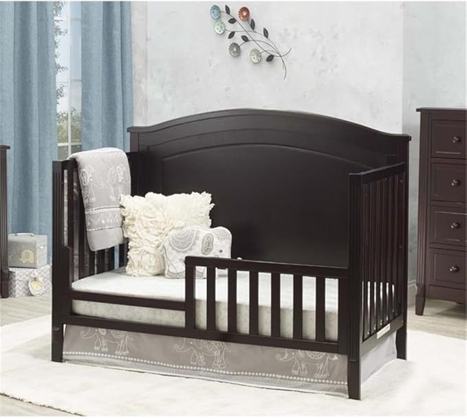 Pemberly Row Modern/Contemporary Round Top Panel Crib in Espresso