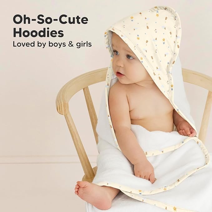 KeaBabies Hooded Baby Towel for Newborn - Viscose Derived from Bamboo Large Baby Bath Towels with Hood for Boys, Girls, Toddler, Extra Absorbent & Soft Newborn Bath Essentials (Dreamers)