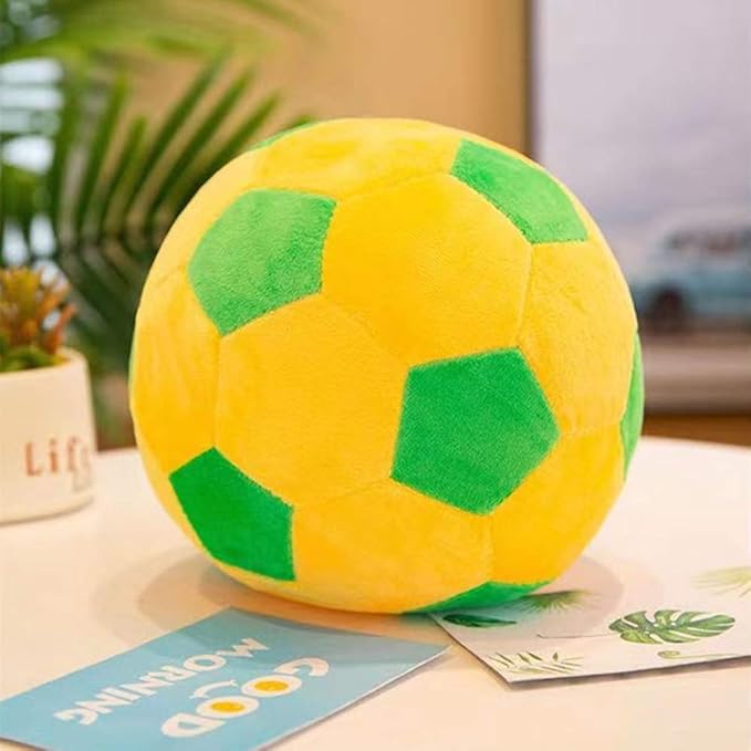 Plush Soccer Balls - Fluffy Stuffed Toy Soccer Ball Plush Pillow Soft Durable Stuff Soccerball Gift for Kids Boy Baby (Green -Yellow,17.7inch/45cm)
