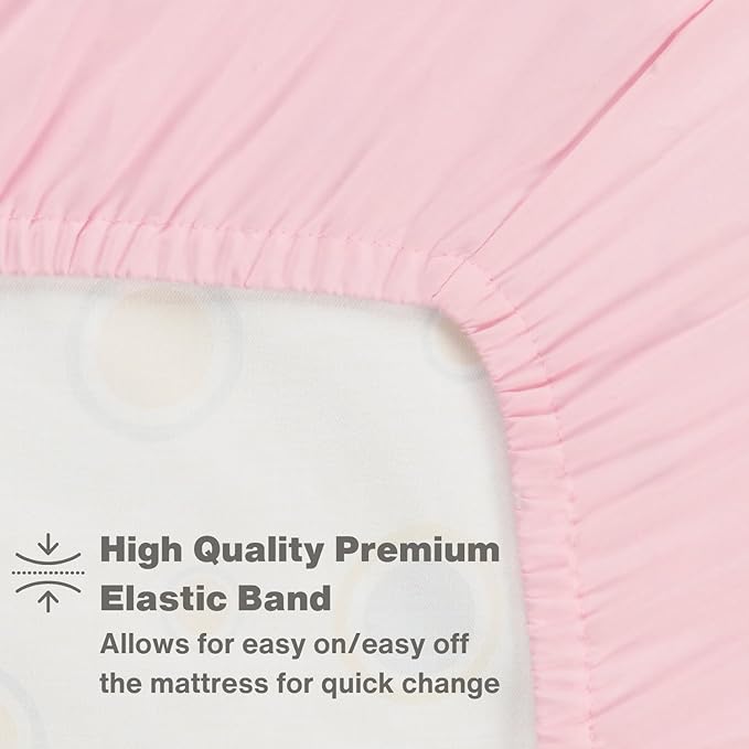 Everyday Kids 2 Pack Fitted Girls Crib Sheet, 100% Soft Breathable Microfiber Baby Sheet, Fits Standard Size Crib Mattress 28in x 52in, Nursery Sheet - Ballerina/Pink