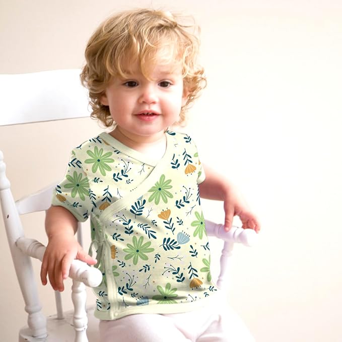 Babysoy Unisex Baby Short Sleeve Wrap Around Kimono Tee Shirt