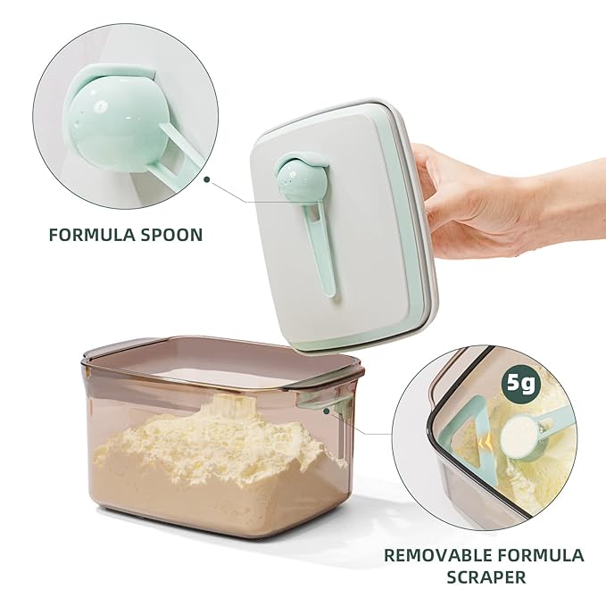 1700ml Formula Dispenser - 2 Pack Airtight Formula Container Pop Up Milk Powder Container, 21OZ, 1.32LB, 600g, Brown
