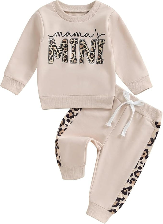 Kupretty Baby Girl Fall Winter Clothes Toddler Outfit Letters Graphic Crewneck Sweatshirts + Joggers Pants Set