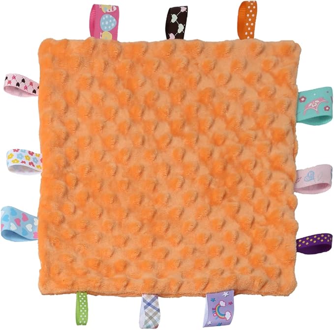 CREVENT Soft Plush Animal Face Security Blankets for Boys and Girls, Great Gifts for Birthday Baby Shower (Orange Fox Lovey +10"X10" Tag)