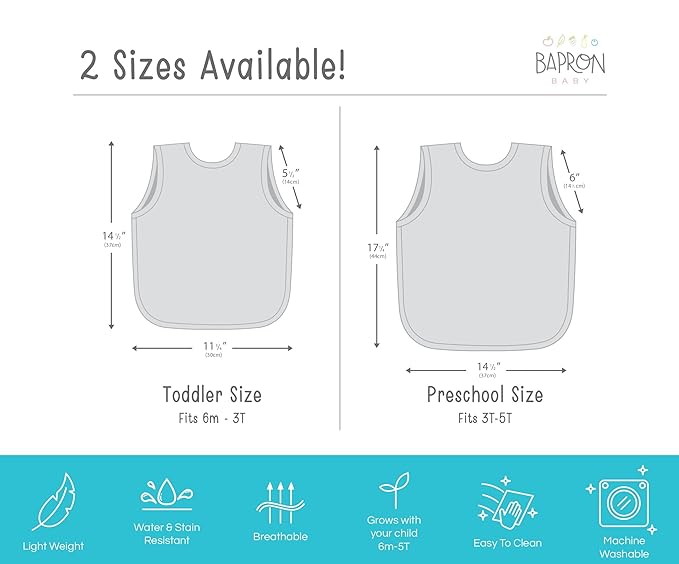 BapronBaby Fresh Lemon Bapron - No Neck Tie Safer Bib for Baby & Toddler - Soft Waterproof Stain Resistant - Machine Washable - Sz Baby/Toddler 6m-3T