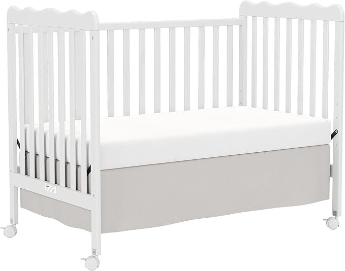 4 in 1 Convertible Baby Crib, Wooden Nursery Cribs Converts into Toddler Bed and Daybed, 3 Adjustable Base, Non-Toxic Finishes, Removable Wheels (White)