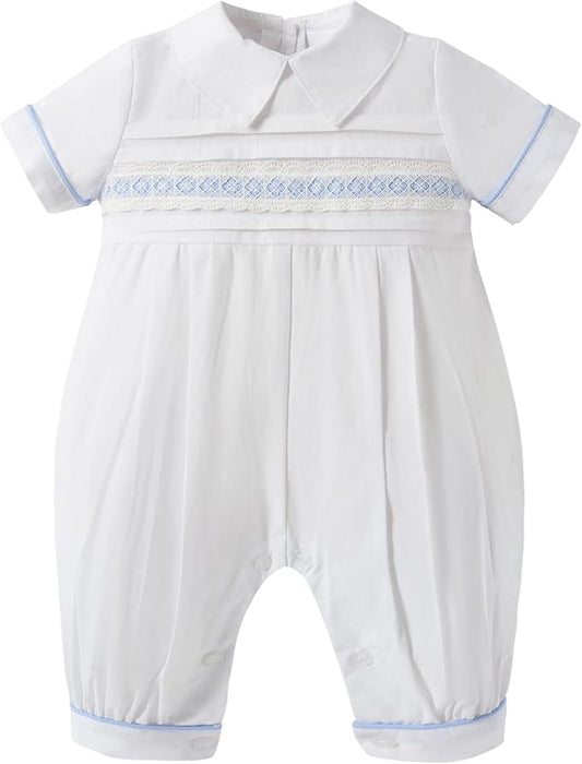 Booulfi Baptism Christening Outfits for Boys Easter White Romper Baby Romper Church Newborn Clothes