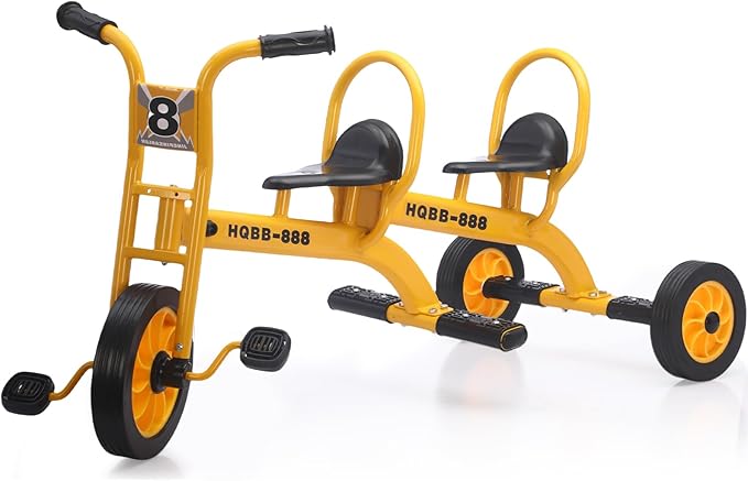 Kids Tricycle for Preschool Playground, Daycare Toddler Trike, Children Double Seat Bikes with Passenger Seat, Outdoor Playground Equipment, Toddler Tricycles for Riders Ages 3+