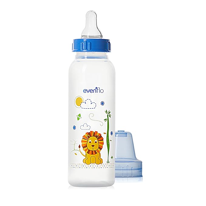 Evenflo Feeding Classic Prints Polypropylene Bottles for Baby, Infant and Newborn - Blue/Green/Teal, 8 Ounce (Pack of 12)