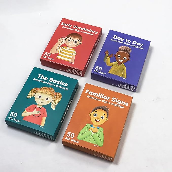 ASL Kids Flash Cards - 200 American Sign Language Cards for Children, Toddlers and Beginners