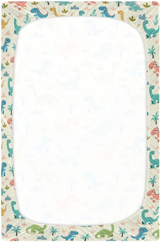 Various Dinosaur Crib Sheets for Neutral Bassinet Play Sheets,Sheets Toddler Bed Sheets for Baby Boys Girs 39 * 27 * 5in