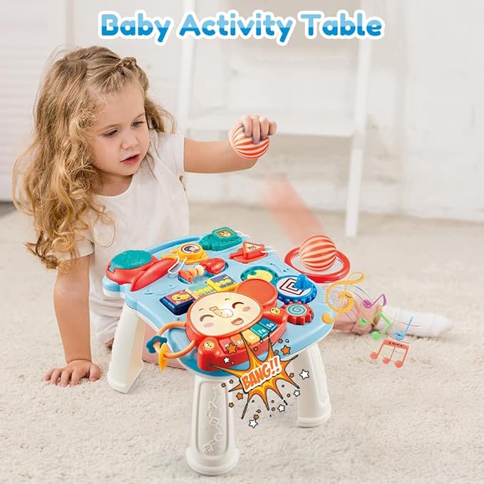 Baby Walker 5 in 1,VATOS Sit-to-Stand Learning Walker,Assemble as Scooter/Balance Bike/Push Walker/Activity Table/Detachable Panel,Push Walkers Toys with Music for Toddlers Infant Boys Girls