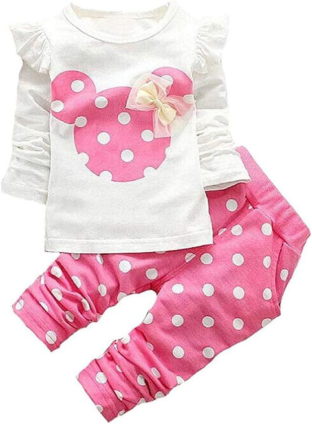 Cute Toddler Baby Girls Clothes Set Long Sleeve T-Shirt and Pants Kids 2pcs Outfits