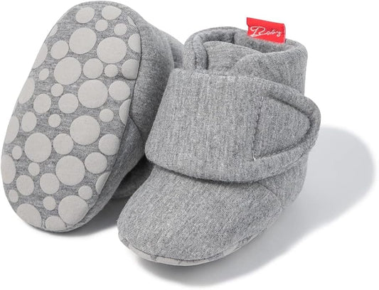 Sawimlgy Newborn Infant Baby Girl Boy Cotton Booties Stay On Sock Slippers Soft Bedroom Shoes Non-Skid Ankle Boots With Grippers Toddler Crib Warm Shoe First Walker Birthday Shower