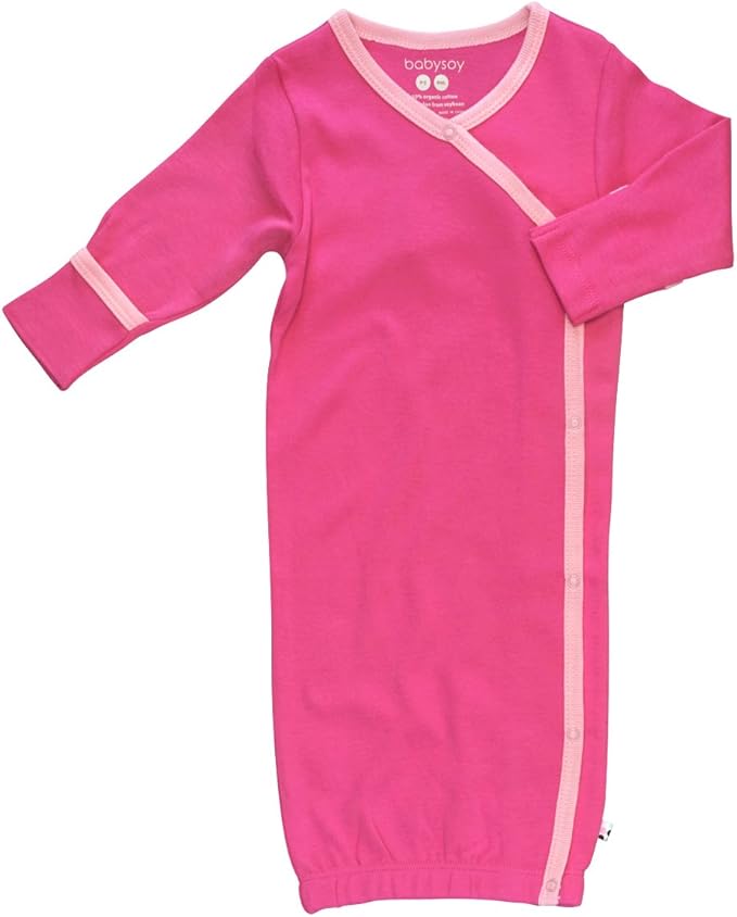 Babysoy Organic Newborn Baby Kimono Wrap Around Snap Sleeper Gown Bundler