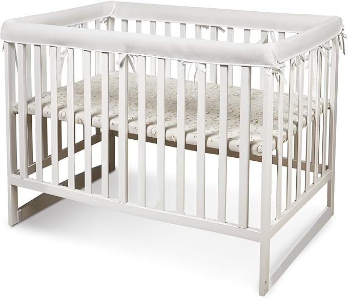 3 in 1 Breathable Crib Rail Covers for Life Size Cribs,White Soft Anti-Collision Strip Corner Covers,Protect Baby Teeth and Save Crib Rails, Rail Edge Protector Strip (White-4pc)