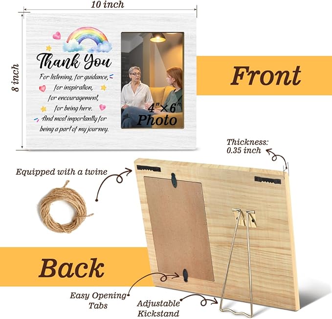 JioJio Chan Thank You Appreciation Picture Frame Gifts- 4 x 6 Inch Photo - Photo Frame Gifts For Women Man Godfather Friends School Counselor Graduation End Of The Year Teacher SLP