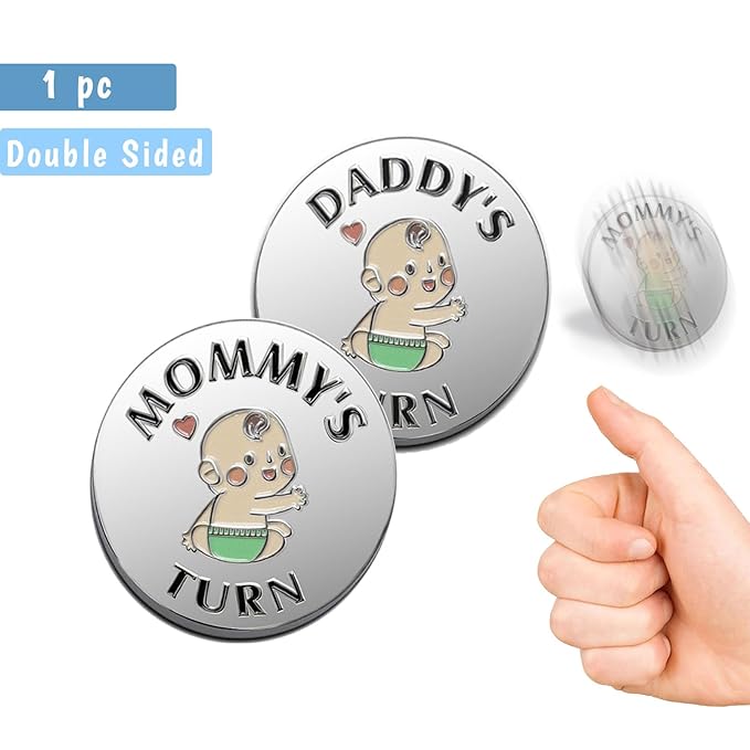 Fathers Day New Baby Gifts for Parents,Double-Sided Decision Coin Gift for New Mom & Dad,Funny Baby Shower Gifts for Couple,Gifts for Pregnant Women as Halloween Thanksgiving Christmas Gift，D-Silver