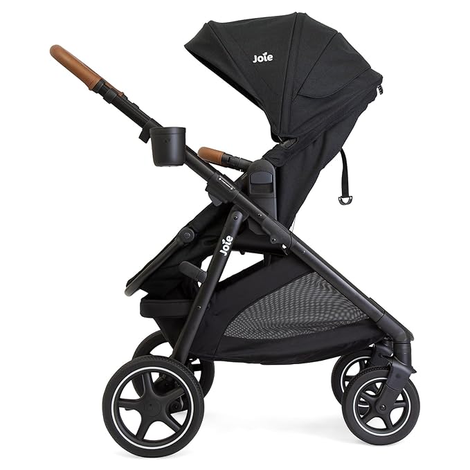 Joie Ginger LX Stroller and Rue Infant Car Seat Travel System with Anti-Rebound Base and All-Wheel Suspension (Shale Dark)