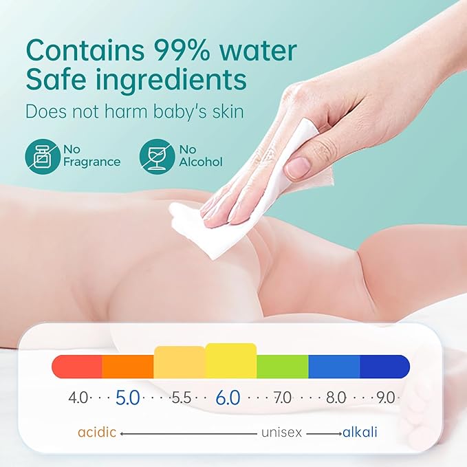 MATERN'ELLA Baby Wipes, Diaper Wipes for Sensitive Skin, Wet Wipes with 99% Water Based, Hypoallergenic, Safe and Gentle, 8 Flip-Top Packs (640 Wipes Total)