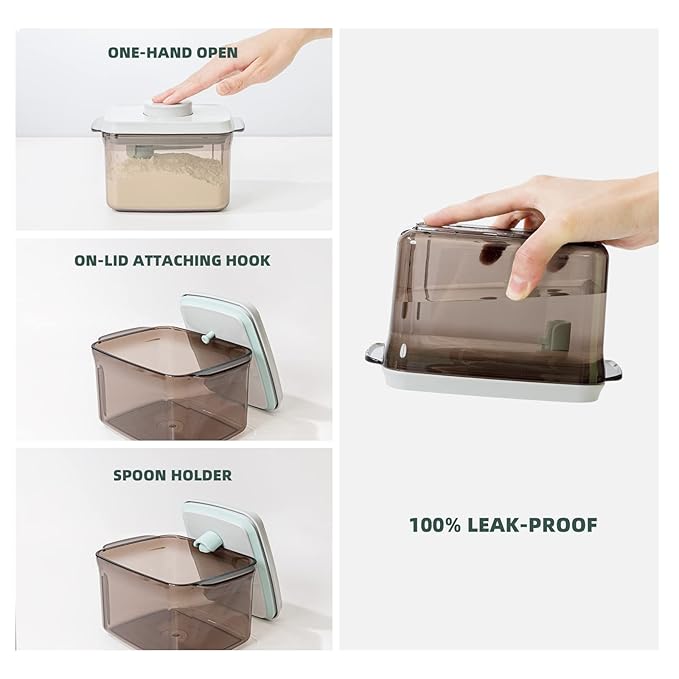 1700ml Formula Dispenser - 2 Pack Airtight Formula Container Pop Up Milk Powder Container, 21OZ, 1.32LB, 600g, Brown