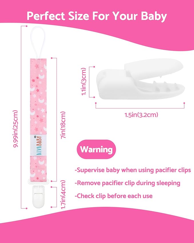 ALVABABY Pacifier Clips 8 Pack Binky Paci Clip Holder Leashes for Newborn Baby Boys Girls 8DP23A