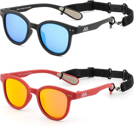 EYEBUDDY Kids Sunglasses for Boys Girls Age 2-8 Polarized UV Protection Toddler Children Sun Glasses Pack of 2