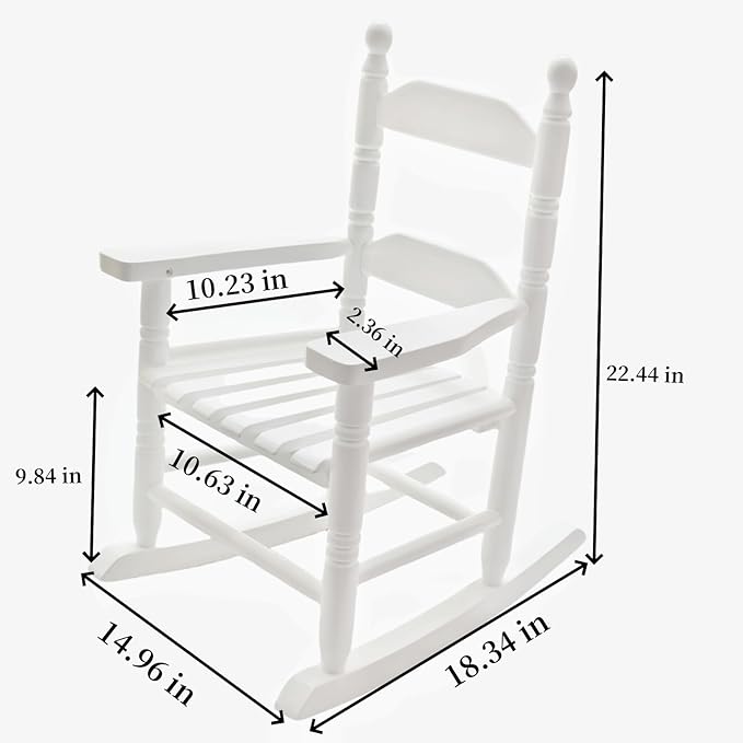 Child Rocking Chair for 3-6 Small Baby Kids Wooden Outdoor Furniture Indoor Living Room Lounge Bedroom Porch Patio Outside White
