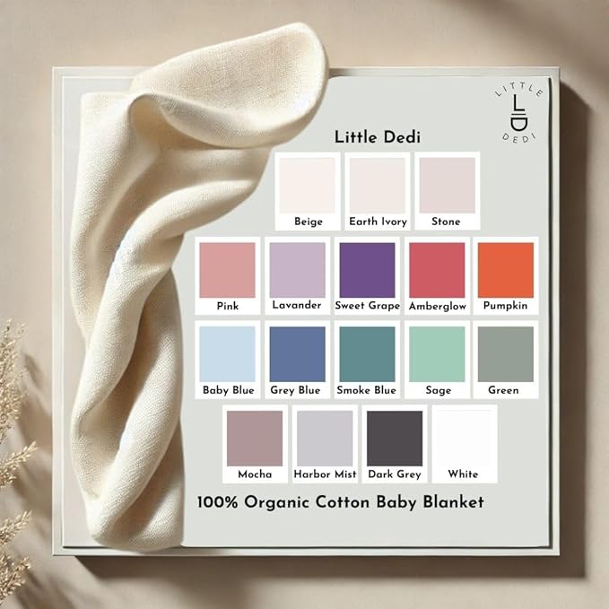 100% Organic Cotton GOTS Certified Baby Knitted Blanket with Gift Box - Soft Toddler, Crib, Stroller Blanket - Neutral Swaddle and Receiving Blanket for Newborns, 30"x40", Grey Blue