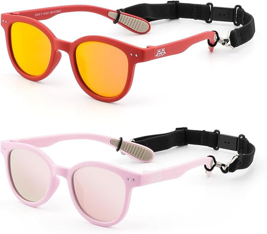 EYEBUDDY Kids Sunglasses for Boys Girls Age 2-8 Polarized UV Protection Toddler Children Sun Glasses Pack of 2