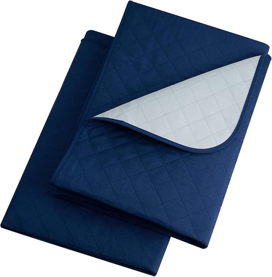 Hide Stains Washable Waterproof 34x36 Inch (2 Pack) Incontinence Bed Pads, Bed Wetting & Pet Protection, Navy Blue - Ideal for Elderly, Adults, Kids and Pets