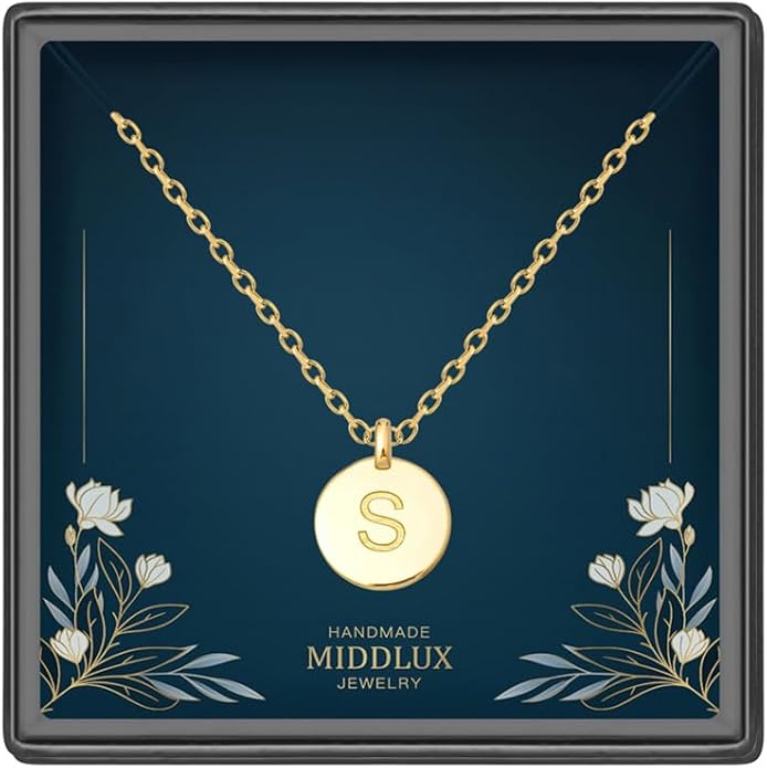 Unique Personalized Gifts for Her, Initial Necklaces for Women, Letter Double Side Engraved Disc/Heart Pendant Necklace, Minimalism Style Jewelry for Everyday Wear