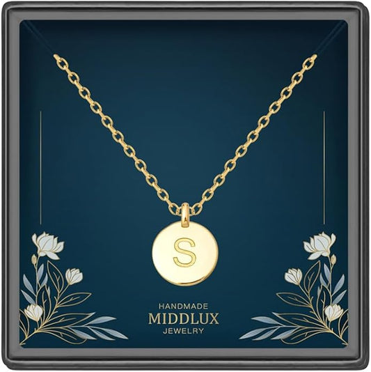 Unique Personalized Gifts for Her, Initial Necklaces for Women, Letter Double Side Engraved Disc/Heart Pendant Necklace, Minimalism Style Jewelry for Everyday Wear