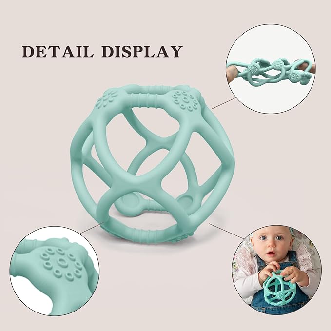 Baby Teething Toys, Silicone Babys Chew Toys for Soothing Babies Gums, Sensory Hollow Ball Teether for Babies 3+ Months,Baby Teether Toys,Baby Gifts for Girl & Boy,BPA Free