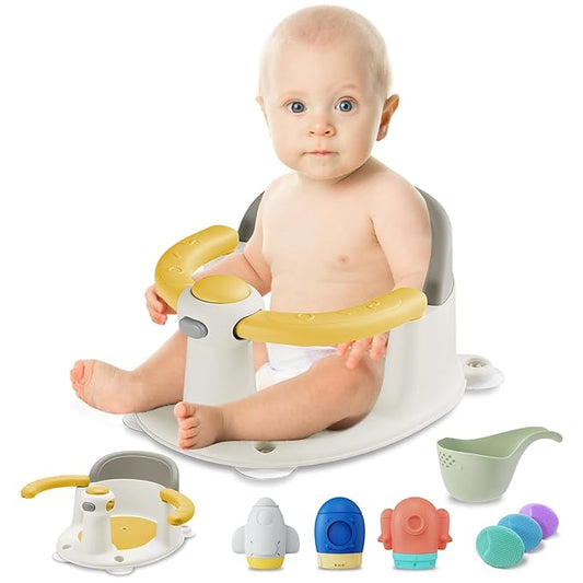Baby Bath Seat for Babies 6 Months & up, Sure & Secure Suction Cups, Non-Slip Baby Bath Seat, Detachable, Safe & Comfortable Baby Bath Support, Sit Up Bath Seat for Baby, Yellow