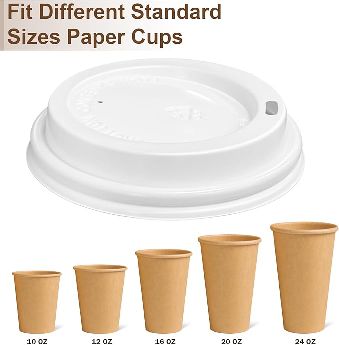240 Pack Coffee Cup Lids, Disposable Coffee Lid, Leak Proof Plastic Lids for 10, 12, 16, 20, 24 oz Paper Cups, Hot Cup Lid 3.54 Inches/90 mm Diameter