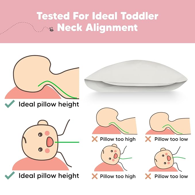 Toddler Pillow with Pillowcase - 13x18 My Little Dreamy Kids Travel Bed Pillows for Sleeping, Organic Cotton Small Pillowcase, Soft & Breathable, Machine Washable, Toddlers 2-5 Years Old (Clay)