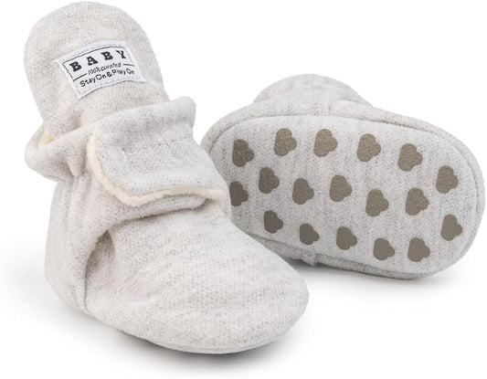 Sawimlgy Newborn Infant Baby Girl Boy Cotton Booties Stay On Sock Slippers Soft Bedroom Shoes Non-Skid Ankle Boots With Grippers Toddler Crib Warm Shoe First Walker Birthday Shower