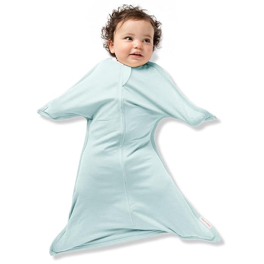 SleepingBaby Zipadee-Zip Transition Swaddle - Cozy Baby Swaddle Blanket with Zipper Convenience - Roomy Wearable Blanket for Easy Diaper Changes - Classic Mint, X-Small (3-6 Month)