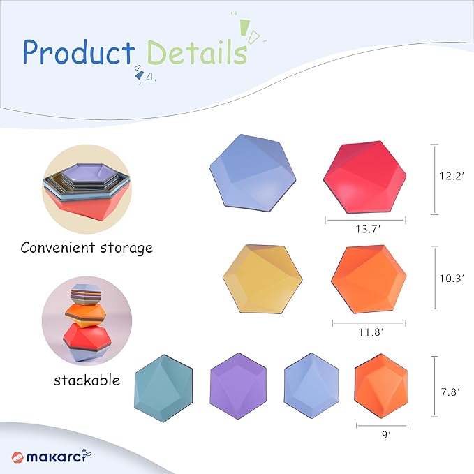 makarci Stepping Stones for Kids 12pcs Obstacle Courses Play Indoor Outdoor, Full Rubber Rim Plastic Hilltop for Kids Balance and Integration Improvement Age 3 4 5 6 7 8 + (Forest)