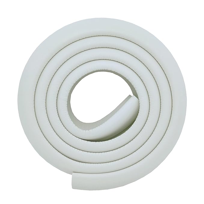 M2cbridge L Shape Extra Thick Furniture Table Edge Protectors Foam Baby Safety Bumper Guard 6.5 Ft (Off White (6.5ft x 2))