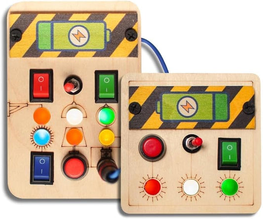 Toys Busy Board Spark Switch & Mini Switch Combo, Sensory Montessori Toy for Toddlers 1-6 Years, Soft Lighting for Hand-Eye Coordination, Educational Travel Toy for Boys & Girls