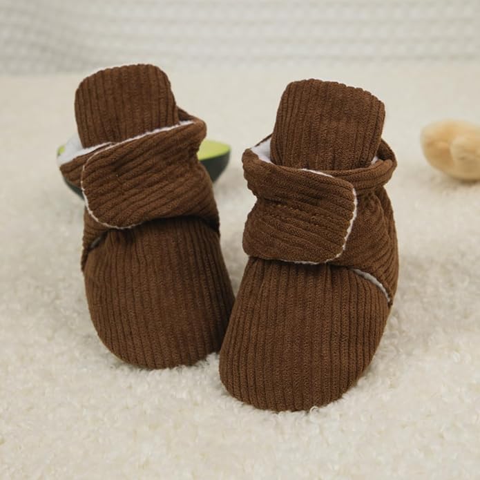 Sawimlgy Newborn Infant Baby Girl Boy Cotton Booties Stay On Sock Slippers Soft Bedroom Shoes Non-Skid Ankle Boots With Grippers Toddler Crib Warm Shoe First Walker Birthday Shower